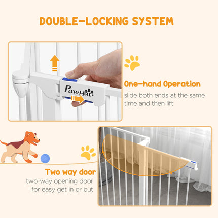 Foldable Metal Dog Playpen with Door for Indoor Outdoor Use 90H x 123L x 102Wcm - White