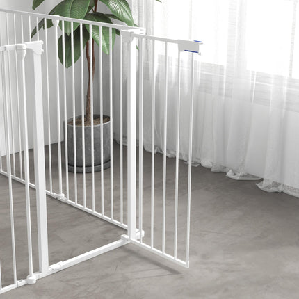 Foldable Metal Dog Playpen with Door for Indoor Outdoor Use 90H x 123L x 102Wcm - White