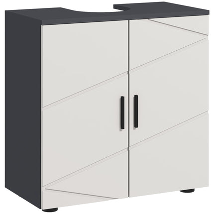 Space Saving Pedestal Sink Cabinet with Double Doors and Adjustable Shelf - Light Grey