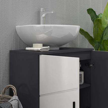Space Saving Pedestal Sink Cabinet with Double Doors and Adjustable Shelf - Light Grey