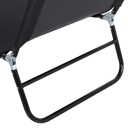 2-Piece Foldable Sun Lounger Set with 5-Position Adjustable Backrest - Black