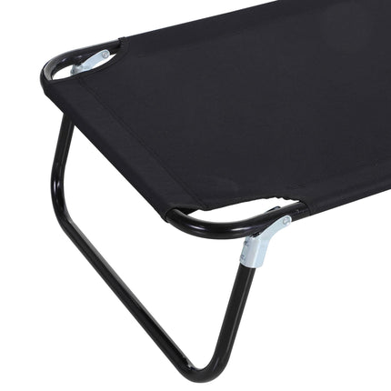 2-Piece Foldable Sun Lounger Set with 5-Position Adjustable Backrest - Black