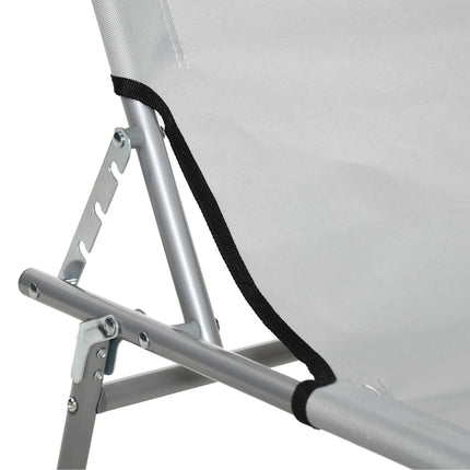 2-Pcs Outdoor Foldable Sun Lounger Set with Adjustable Backrest & Removable Shade Canopy - Light Grey