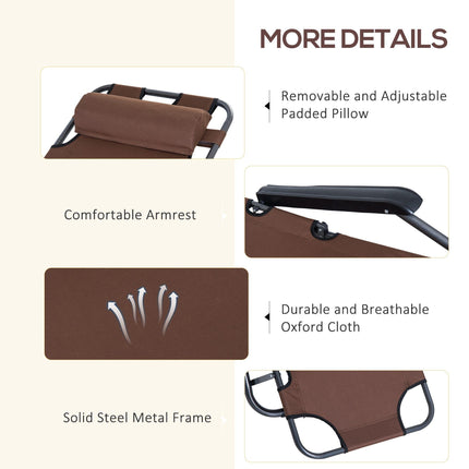Set of 2 Foldable Outdoor Sun Loungers with Adjustable Back - Brown