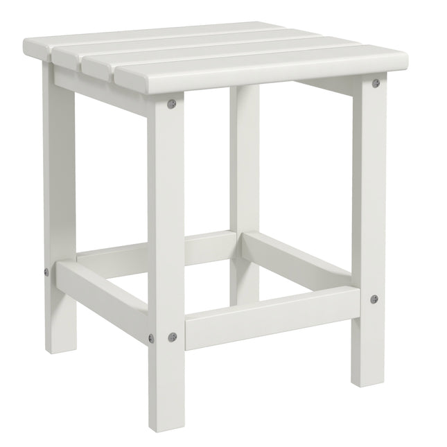 Square Coffee Table, HDPE Tabletop and Frame for Porch, Garden, Side Table, 38 x 38 x 46 cm, White