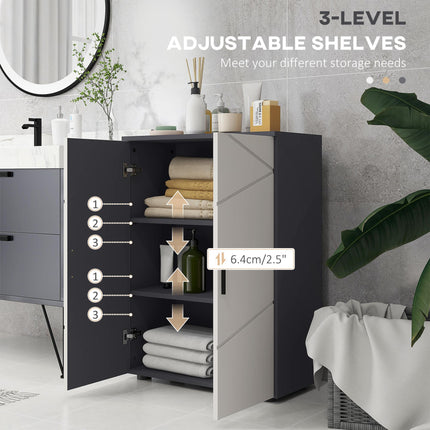 Small Bathroom Storage Cabinet with Adjustable Shelves - Grey