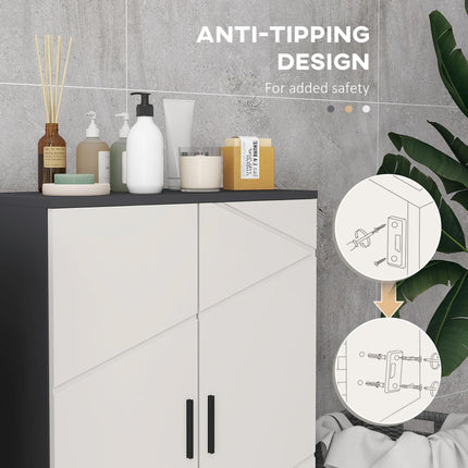 Small Bathroom Storage Cabinet with Adjustable Shelves - Grey