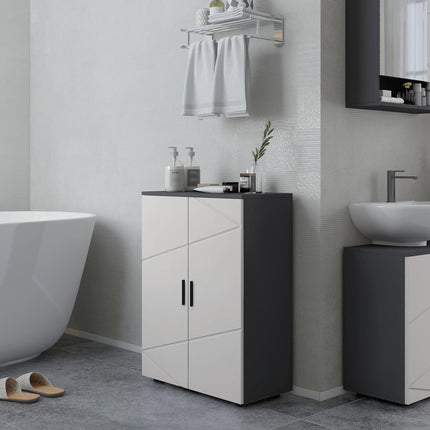 Small Bathroom Storage Cabinet with Adjustable Shelves - Grey