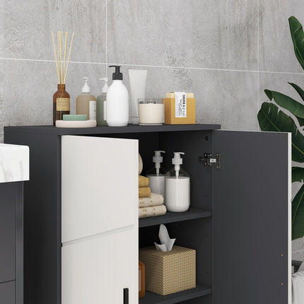Small Bathroom Storage Cabinet with Adjustable Shelves - Grey