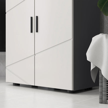 Small Bathroom Storage Cabinet with Adjustable Shelves - Grey
