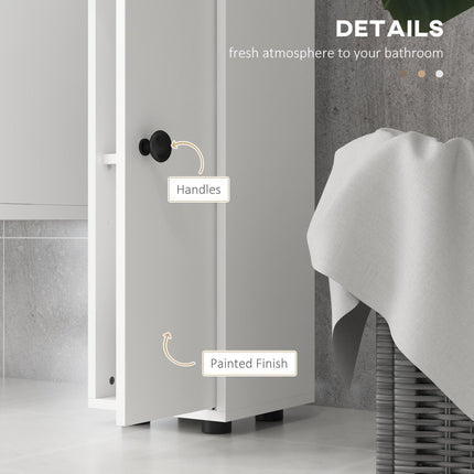 Slim 180cm Tall Bathroom Storage Cabinet with Open Shelves - White