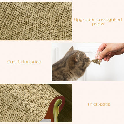 Cat Cardboard Scratcher Lounge Sofa Bed with Catnip 58 x 29.5 x 29 cm - Brown and Claret