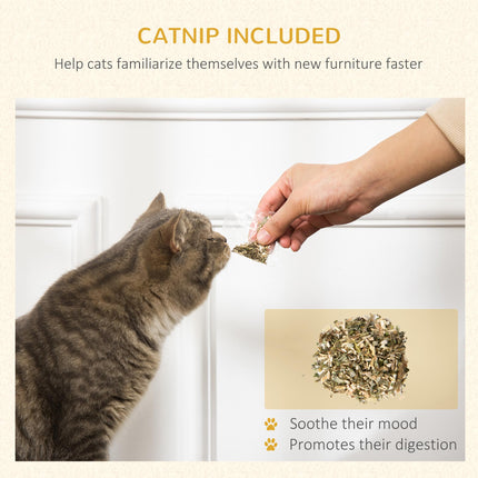 Two-In-One Cat House and Scratching Board with Catnip for Indoor Cats - Red Cream Brown Green