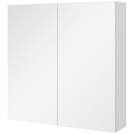 Double Door Wall Mounted Mirror Cabinet with Adjustable Shelf 60x15x60cm - High Gloss White