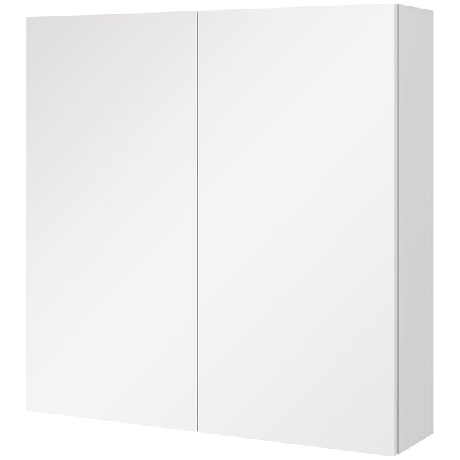 Double Door Wall Mounted Mirror Cabinet with Adjustable Shelf 60x15x60cm - High Gloss White