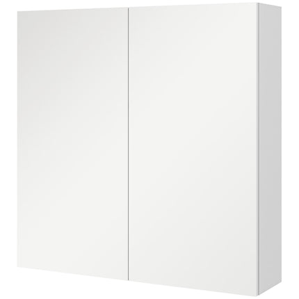 Double Door Wall Mounted Mirror Cabinet with Adjustable Shelf 60x15x60cm - High Gloss White