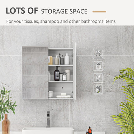 Double Door Wall Mounted Mirror Cabinet with Adjustable Shelf 60x15x60cm - High Gloss White
