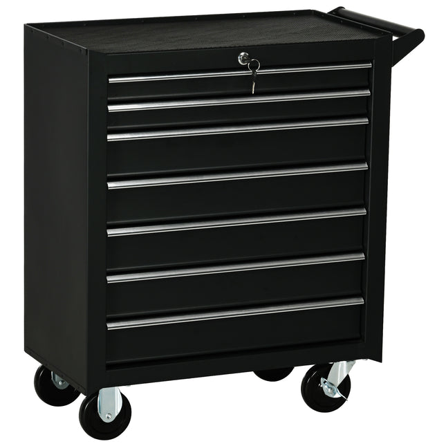 7-Drawer Tool Box on Wheels, Lockable Tool Cabinet with EVA Pat & Ball Bearing,