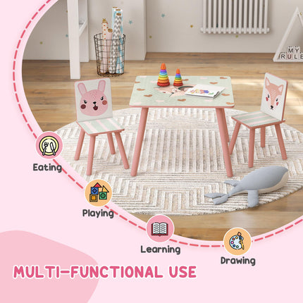 3 Piece Kids Table and Chairs Set for Toddlers and Children 3-8 Years - Pink