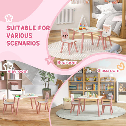 3 Piece Kids Table and Chairs Set for Toddlers and Children 3-8 Years - Pink