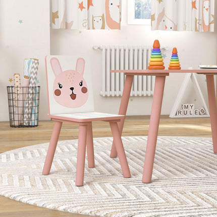 3 Piece Kids Table and Chairs Set for Toddlers and Children 3-8 Years - Pink