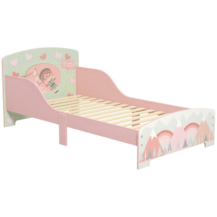 Toddler Bed Frame with Safety Siderails for Ages 3-6 - Pink