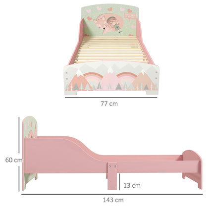 Toddler Bed Frame with Safety Siderails for Ages 3-6 - Pink