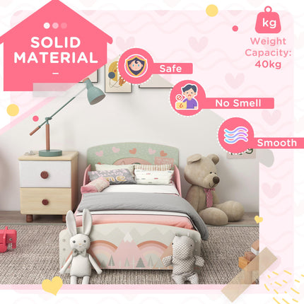 Toddler Bed Frame with Safety Siderails for Ages 3-6 - Pink