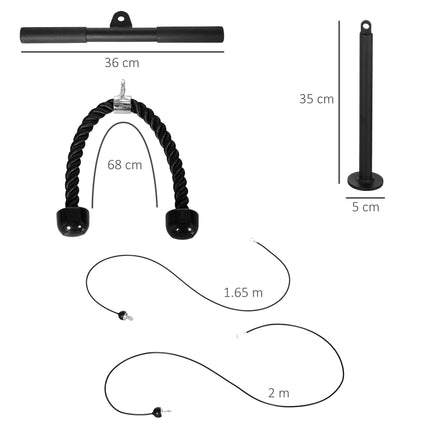 Cable Machine Pulley System for Lat Pulldown & Upper Body Training with DIY Weight Loading - Black