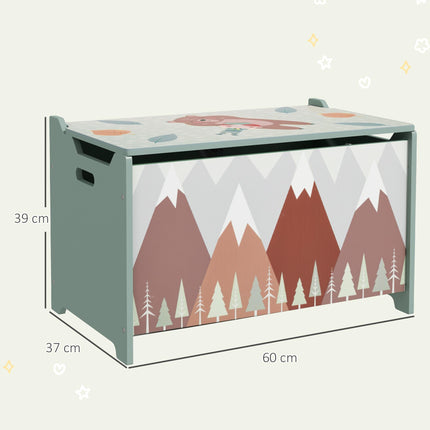 Kids Toy Chest with Safety Hinge Lid and Rounded Corners - Green
