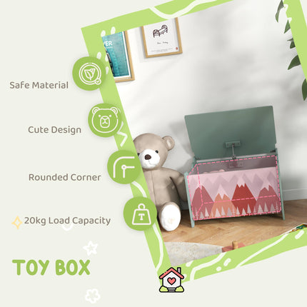 Kids Toy Chest with Safety Hinge Lid and Rounded Corners - Green