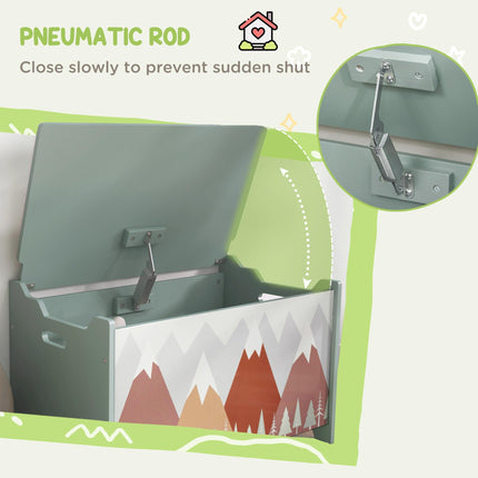 Kids Toy Chest with Safety Hinge Lid and Rounded Corners - Green