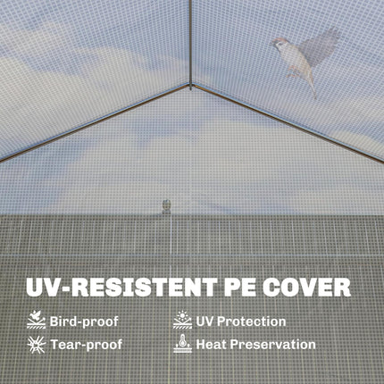 4x3m Walk-in Polytunnel Greenhouse with PE Cover and Roll-Up Sidewalls - White