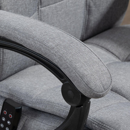Vibration Massage Office Chair with Heat, Reclining Fabric Computer Chair with Head Pillow, Footrest & Armrest - Grey