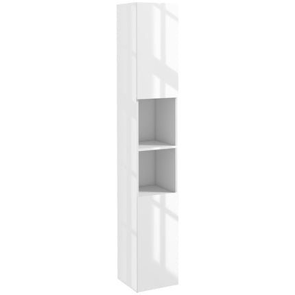 Freestanding Bathroom Storage Cabinet with Mirror, 2 Doors & Adjustable Shelves - White