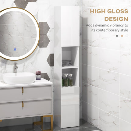 Freestanding Bathroom Storage Cabinet with Mirror, 2 Doors & Adjustable Shelves - White