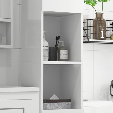 Freestanding Bathroom Storage Cabinet with Mirror, 2 Doors & Adjustable Shelves - White