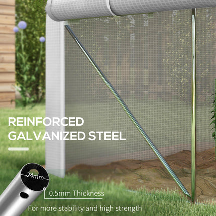3 Piece Walk-In Polytunnel Greenhouse Set with Mesh Windows and PE Cover - White