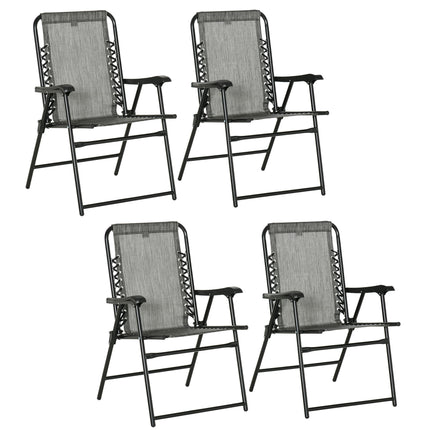 Set of 4 Portable Folding Outdoor Chairs with Steel Frame - Mixed Grey