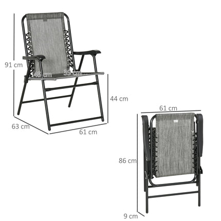 Set of 4 Portable Folding Outdoor Chairs with Steel Frame - Mixed Grey