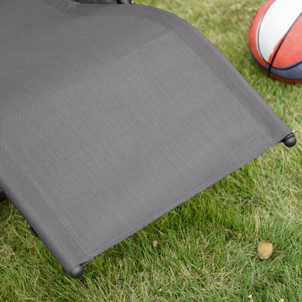 2Pcs Garden Patio Rocking Chairs with Breathable Mesh, Removable Headrest & Side Storage Bag - Grey
