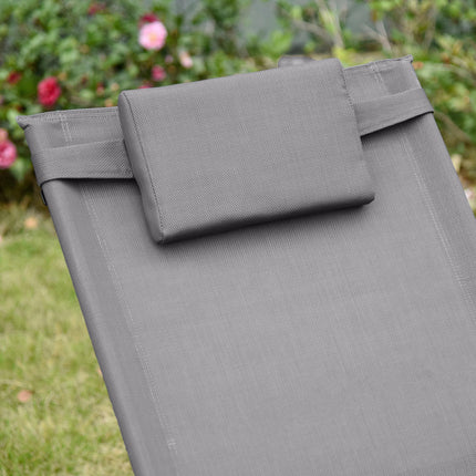 2Pcs Garden Patio Rocking Chairs with Breathable Mesh, Removable Headrest & Side Storage Bag - Grey