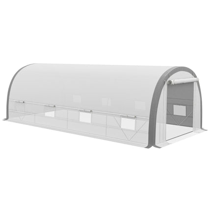 6 x 3 Metre Polytunnel Greenhouse with Steel Frame and Mesh Door - White