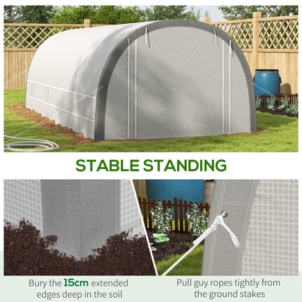 6 x 3 Metre Polytunnel Greenhouse with Steel Frame and Mesh Door - White