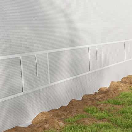 6 x 3 Metre Polytunnel Greenhouse with Steel Frame and Mesh Door - White