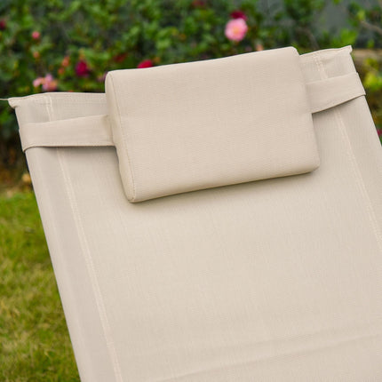 2Pcs Patio Garden Rocking Chairs with Breathable Mesh, Removable Headrest & Side Storage Bag - Cream White