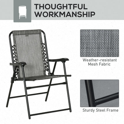 Set of 6 Ergonomic Folding Patio Chairs with Steel Frame - Grey