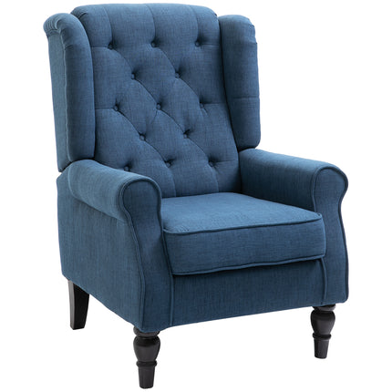 Retro Wingback Accent Chair with Tufted Back for Living Room - Blue