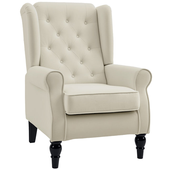 Vintage Wingback Accent Chair for Living Room and Bedroom - Cream White