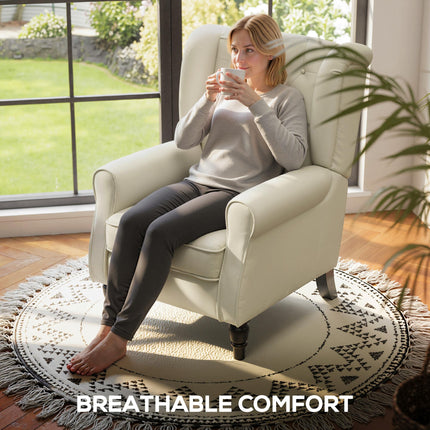 Vintage Wingback Accent Chair for Living Room and Bedroom - Cream White